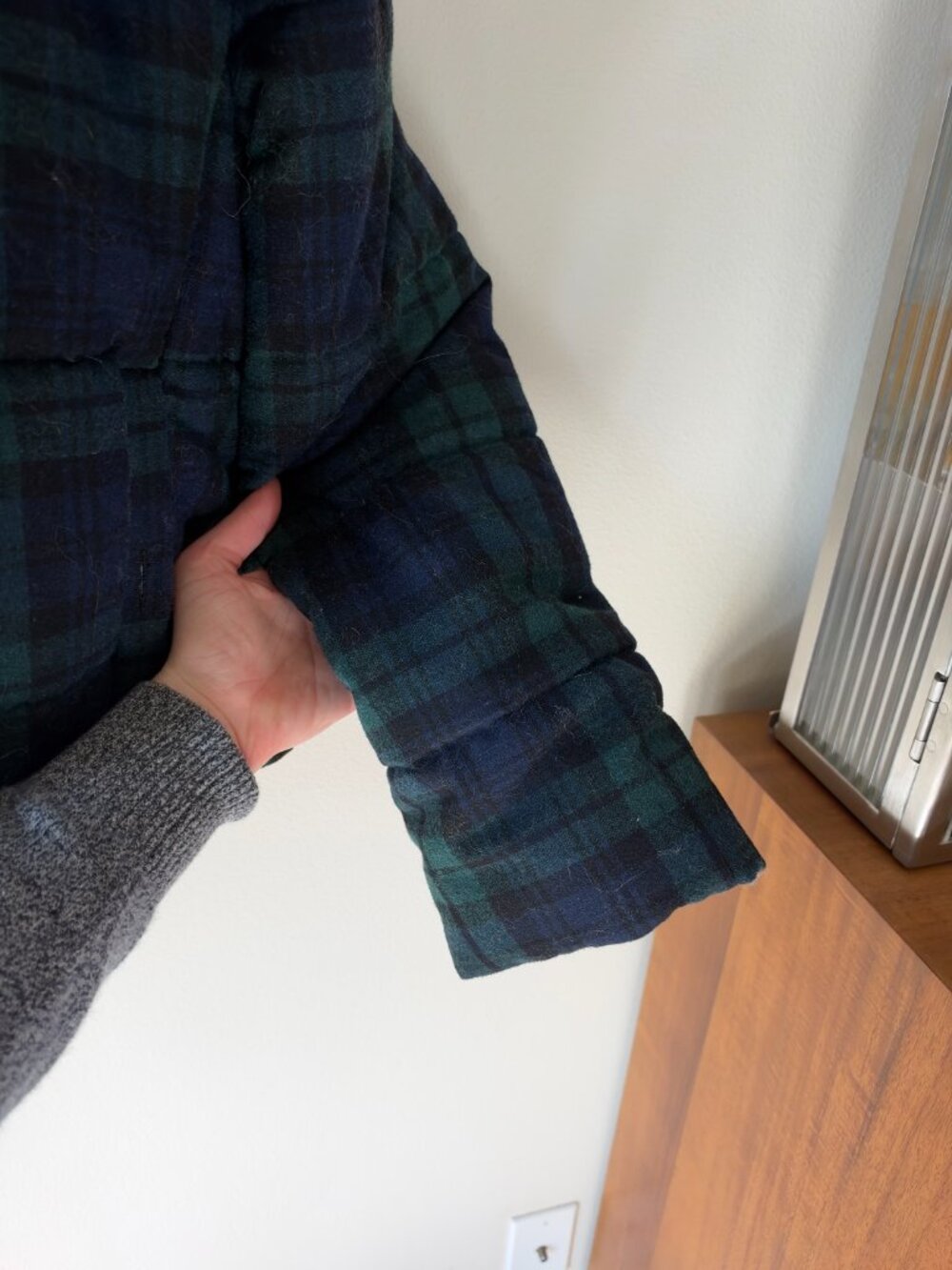 Sezane plaid wool blend Java Puffer Coat - Picture 4 of 8